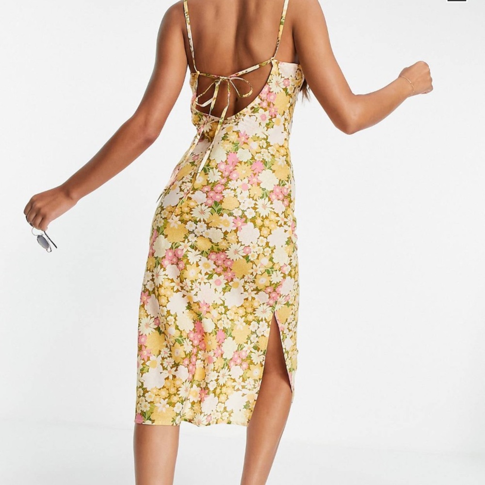 Floral Midi Cowl-neck Slip Dress